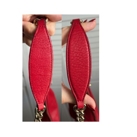 Authentic Gucci Soho red pebbled calf skin leather shoulder bag - Picture 9 of 16